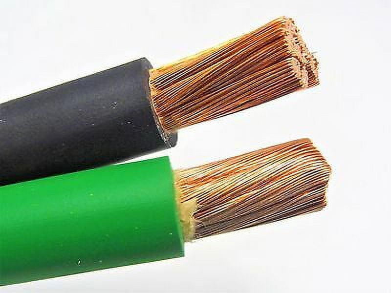 50' FT 1/0 AWG WELDING/BATTERY CABLE 25' BLACK 25' GREEN 600V MADE IN USA COPPER