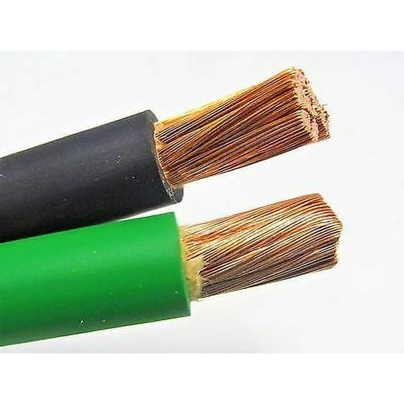 50' FT 1/0 AWG WELDING/BATTERY CABLE 25' BLACK 25' GREEN 600V MADE IN USA COPPER