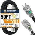 thumbnail image 1 of 50'FT BLACK Contractor Grade Outdoor Extension Cord 50' Feet Power Light Up End, 1 of 12