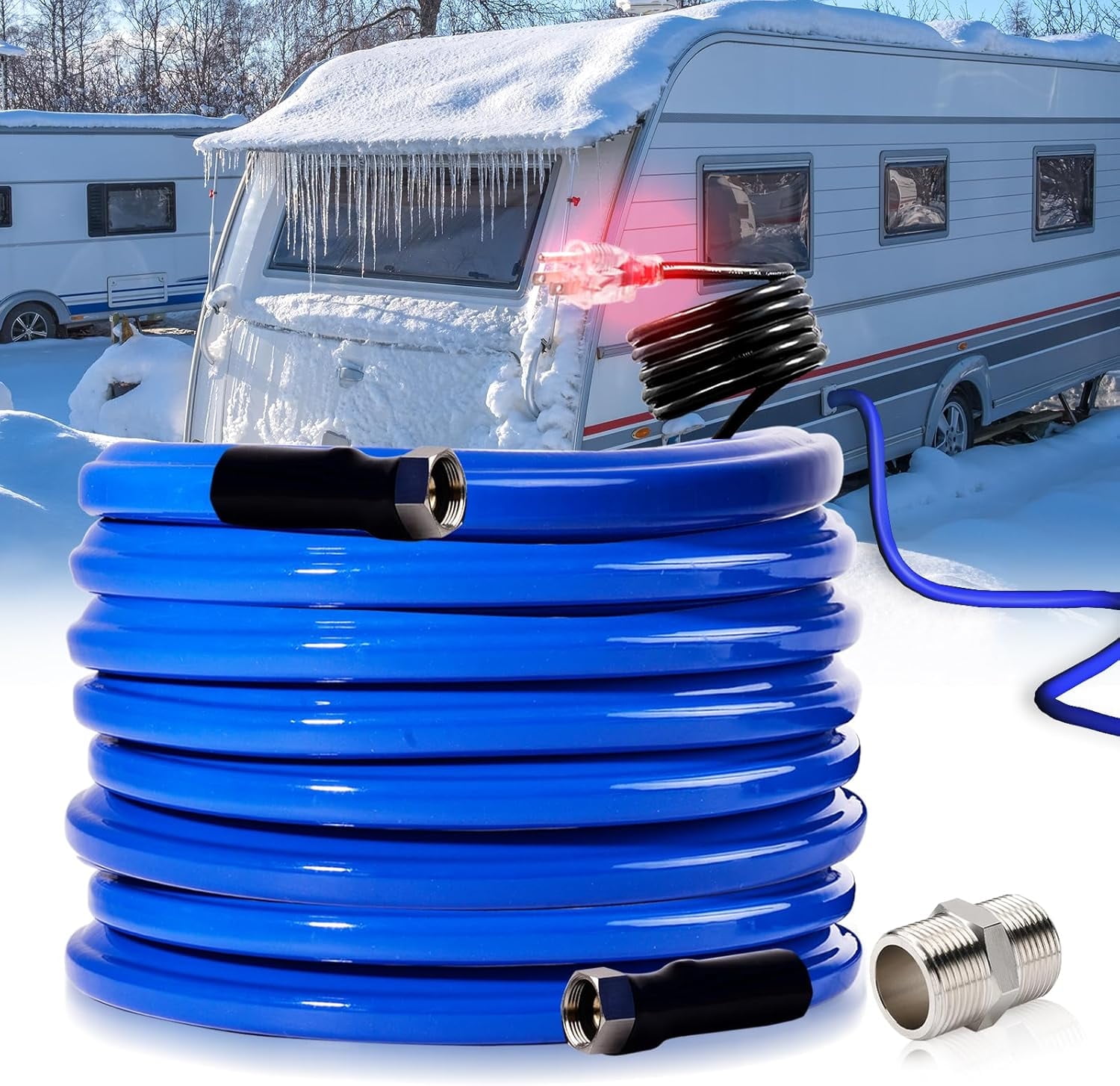 50 FT Heated Water Hose for RV -45 ℉ Antifreeze Drinking Garden Hose RV Camper Accessories