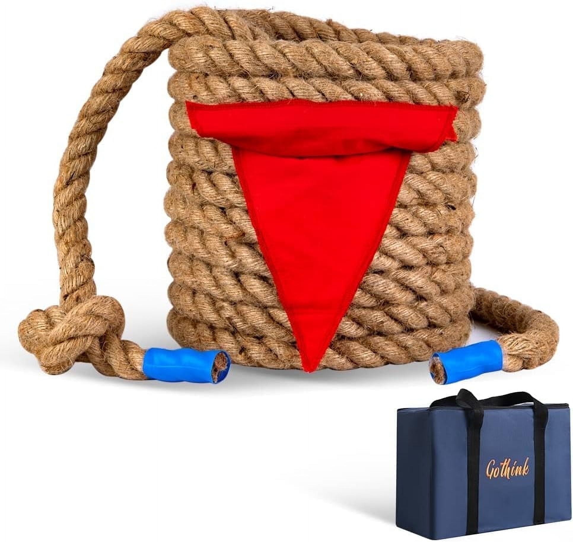 50 FT Tug of War Rope Set for Kids - Soft Natural Jute Fiber Rope with Red Flag for Field Day,Birthday/Holiday Party Game,Camping/Backyard Outdoor Games & Team Activities