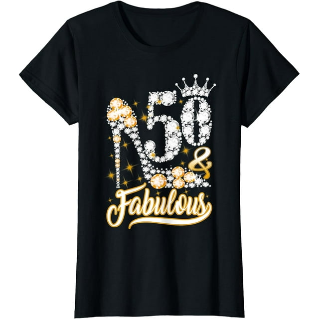 50 & Fabulous 50 Years Old 50th Birthday Diamond Crown Shoes TShirt