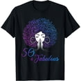 thumbnail image 1 of 50 & Fabulous Afro Hair Black Women 50th Birthday Gifts T-Shirt, 1 of 2