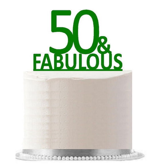 50 & Fabulous Green Birthday Party Elegant Cake Decoration Topper