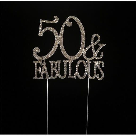 50 Fabulous Rhinestone Monogram Cake Topper - Silver