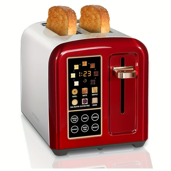 50% Faster Guang Sheng Pu Stainless Steel 2-Slice Toaster - LCD Display, Touch Control, 6 Bread Settings, 7 Shade Options, 1.5'' Wide Slots, Removable Crumb Tray - Ideal Kitchen Gift
