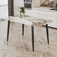 thumbnail image 1 of 50'' Faux Marble Dining Table for 4-6,Imitation Marble Patterned Dinner Table with Metal Black Plated Legs,Small Dining Table,Minimalist Dining Table for Kitchen,Living Room, 1 of 18
