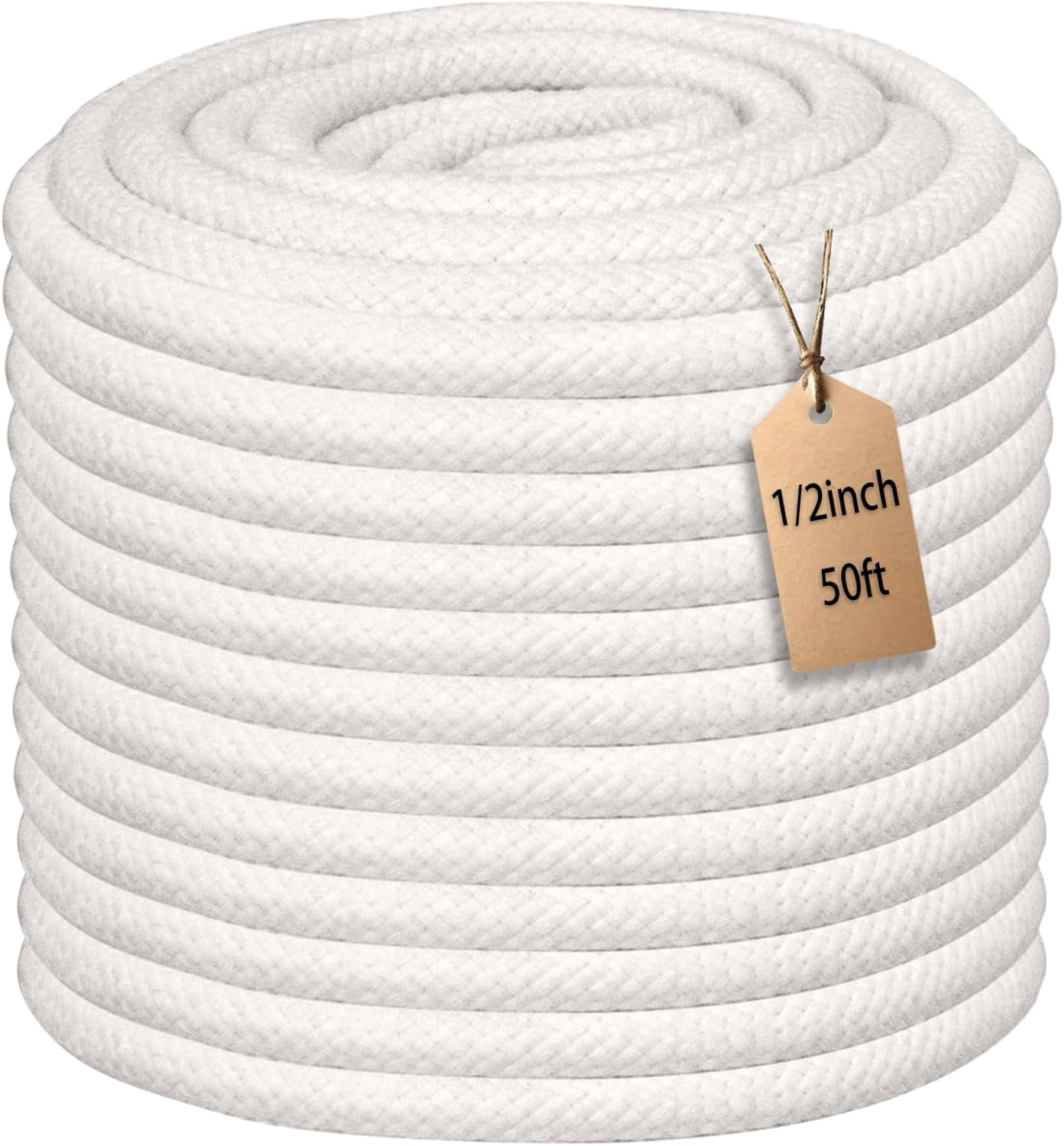 50 Feet 1/2 Inch Braided Cotton Rope - Soft White Cotton Rope for ...