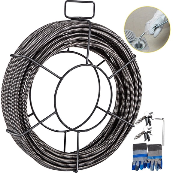 50 Feet 1/2 Inch Solid Core Drain Cleaning Cable Sewer Auger Snake Pipe Cleaner