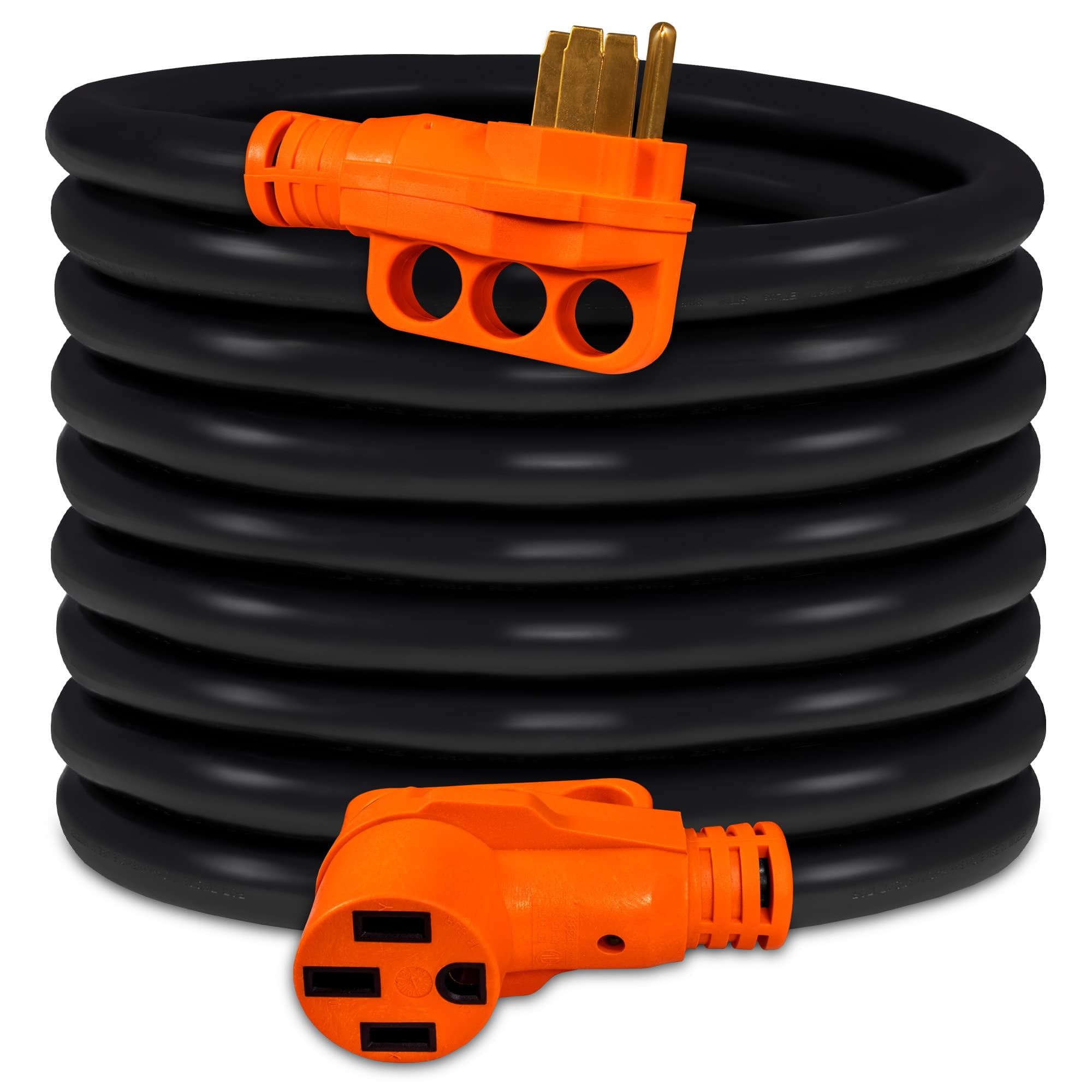 50 Feet 125/250V 50A RV Power Extension Cord [NEMA 14-50P/14-50R] [6/3+8/1 AWG STW Copper 4 Wires] [LED Indicator] [ETL Listed] [EZ-Grip Handle] For RV Trailer Camper Campsite
