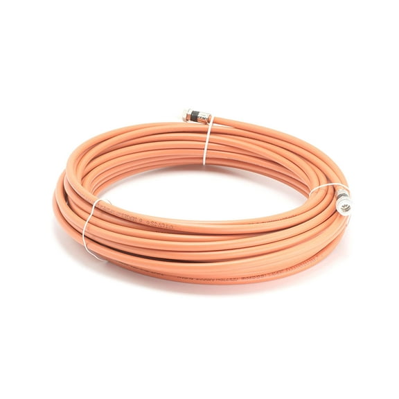 50 Feet (15 Meter) - Direct Burial Coaxial Cable 75 Ohm RF RG6 Coax Cable, with Rubber Boots - Outdoor Connectors - Orange - Solid Copper Core - Designed Waterproof and can Be Buried