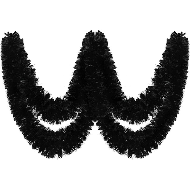 50 Feet Black Holiday Tinsel Garland ,Christmas Foil Tinsel Garland