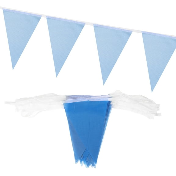 50 Feet Blue Pennant Banner Flags String Triangle Hanging Triangle Bunting Flags for Festive, Wedding, Birthday Party 2 Pcs