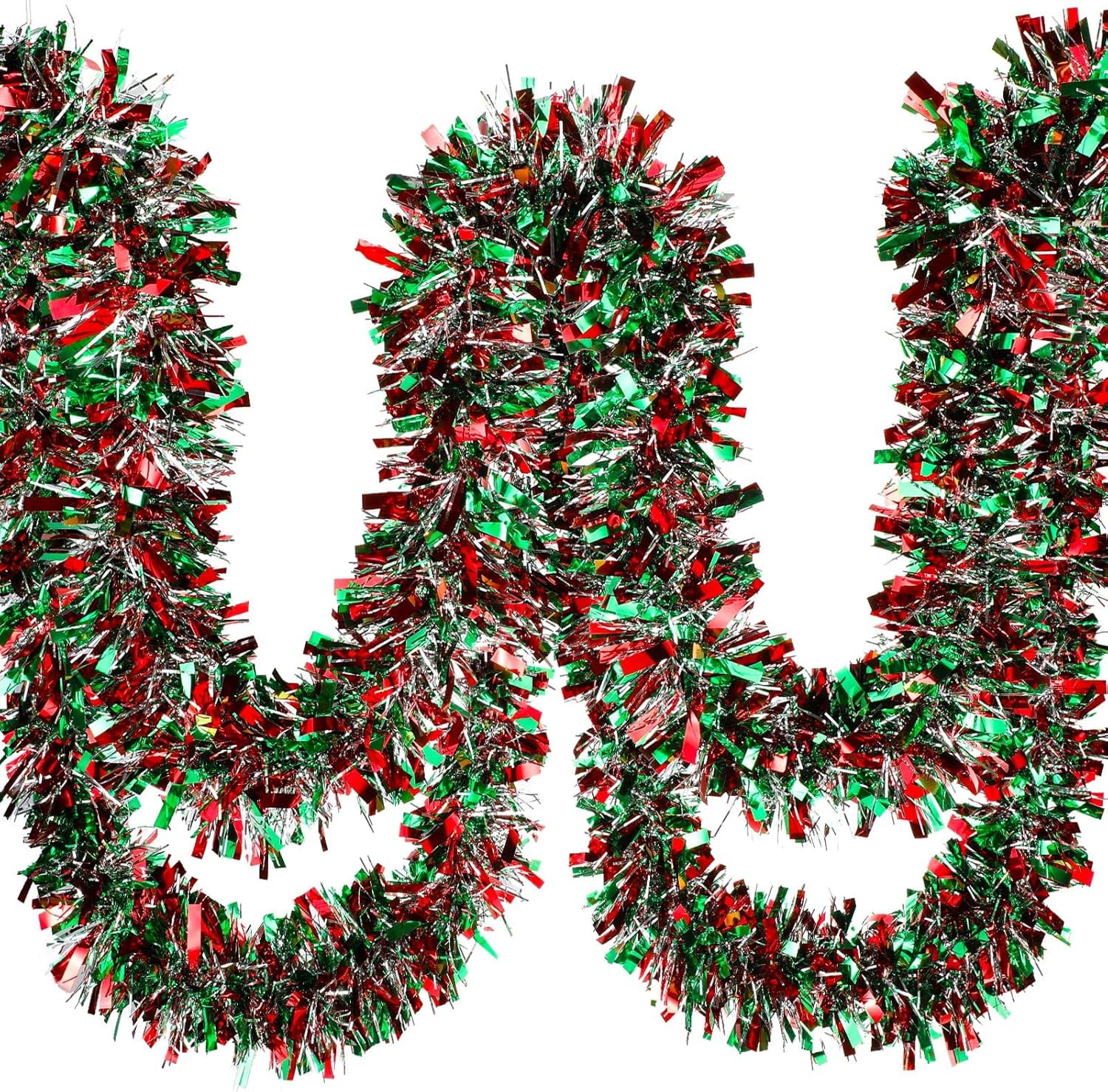 50 Feet Christmas Tinsel Garland Metallic Twist Garland Shiny Hanging ...