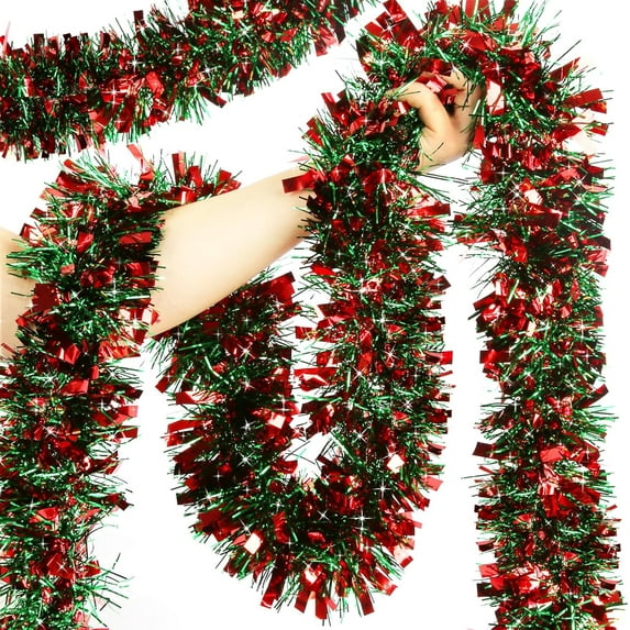 50 Feet Christmas Tinsel Garland Metallic Twist Shiny Garland for Xmas Christmas Tree Decorations,Holiday Home Party Supplies Indoor Outdoor Decor