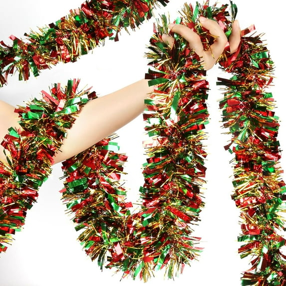 50 Feet Christmas Tinsel Garland Metallic Twist Shiny Garland for Xmas Christmas Tree Decorations,Holiday Home Party Supplies Indoor Outdoor Decor