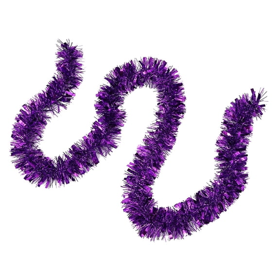 50 Feet Christmas Tree Tinsel Garland Metallic Twist Garland Sparkly Foil Streamer for Mardi Gras Parade Floats Christmas New Year Wedding Birthday Purple