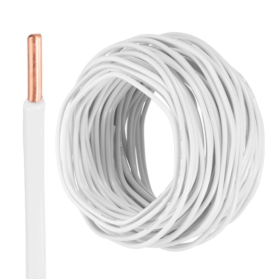 50 Feet Electrical Wire Insulated Solid Copper 12 AWG Hook Up Wire Cable Residential, Industrial, Grounding,White