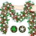 thumbnail image 1 of 50 Feet Green Red Christmas Metallic Tinsel Twist Hanging Garland with Snowflake for Home Mantle Xmas Tree Staircase Railing New Year Holiday Party Indoor Outdoor Decorations, 1 of 7