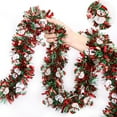 thumbnail image 1 of 50 Feet Green Red Christmas Metallic Tinsel Twist Hanging Garland with Snowflake for Home Mantle Xmas Tree Staircase Railing New Year Holiday Party Indoor Outdoor Decorations, 1 of 6