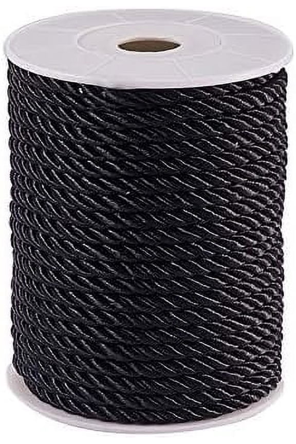 50 Feet Twisted Cord Rope Craft Nylon Rope 5mm 3 Strand Multipurpose Utility Cord Trim Choker Thread for Jewelry Making Knot Rosaries Upholstery Curtain Tieback Honor Cord