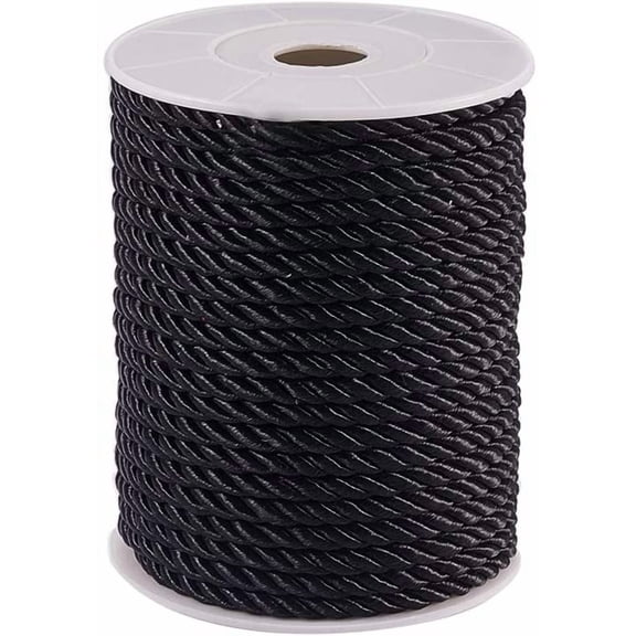 50 Feet Twisted Cord Rope Craft Nylon Rope 5mm 3 Strand Multipurpose Utility Cord Trim Choker Thread DIY