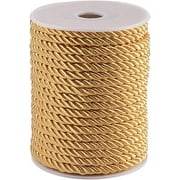 50 Feet Twisted Cord Rope Craft Nylon Rope 5mm 3 Strand Multipurpose Utility Cord Trim Choker Thread for Jewelry Making Knot Rosaries Upholstery Curtain Tieback Honor Cord - Golden diy Gold