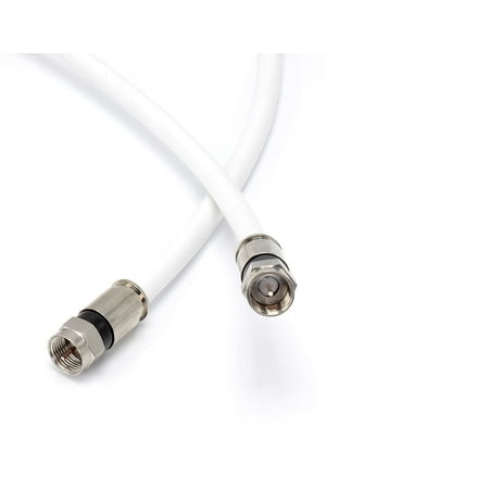 50' Feet, White RG6 Coaxial Cable (Coax Cable) with Weather Proof Connectors, F81 / RF, Digital Coax - AV, Cable TV, Antenna, and Satellite, CL2 Rated, 50 Foot