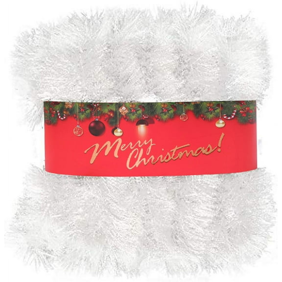 50' Festive White Iridescent Thick Cut Christmas Tinsel Garland - Unlit