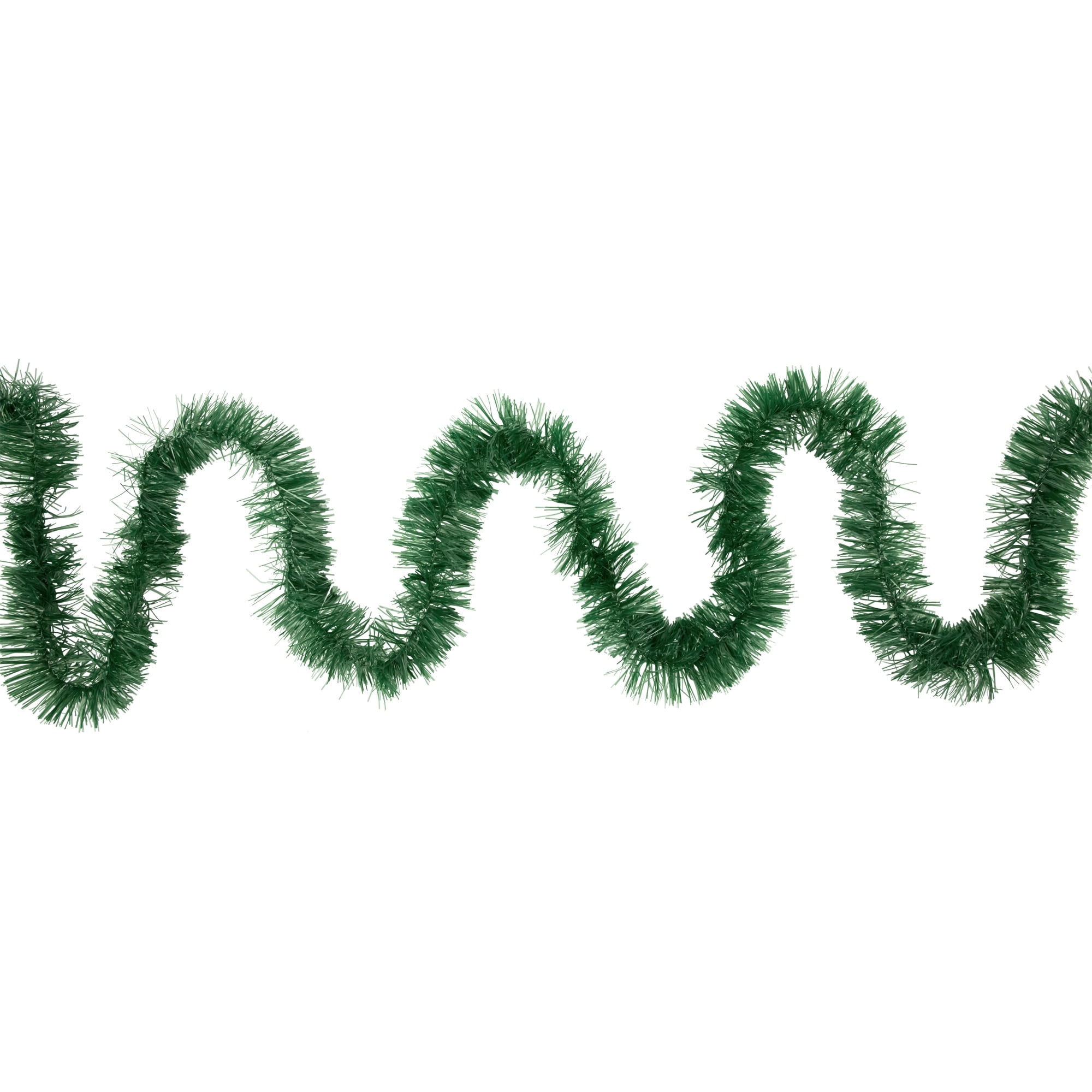 50' Festive Xmas Green Christmas Tinsel Garland - Unlit - 8 Ply