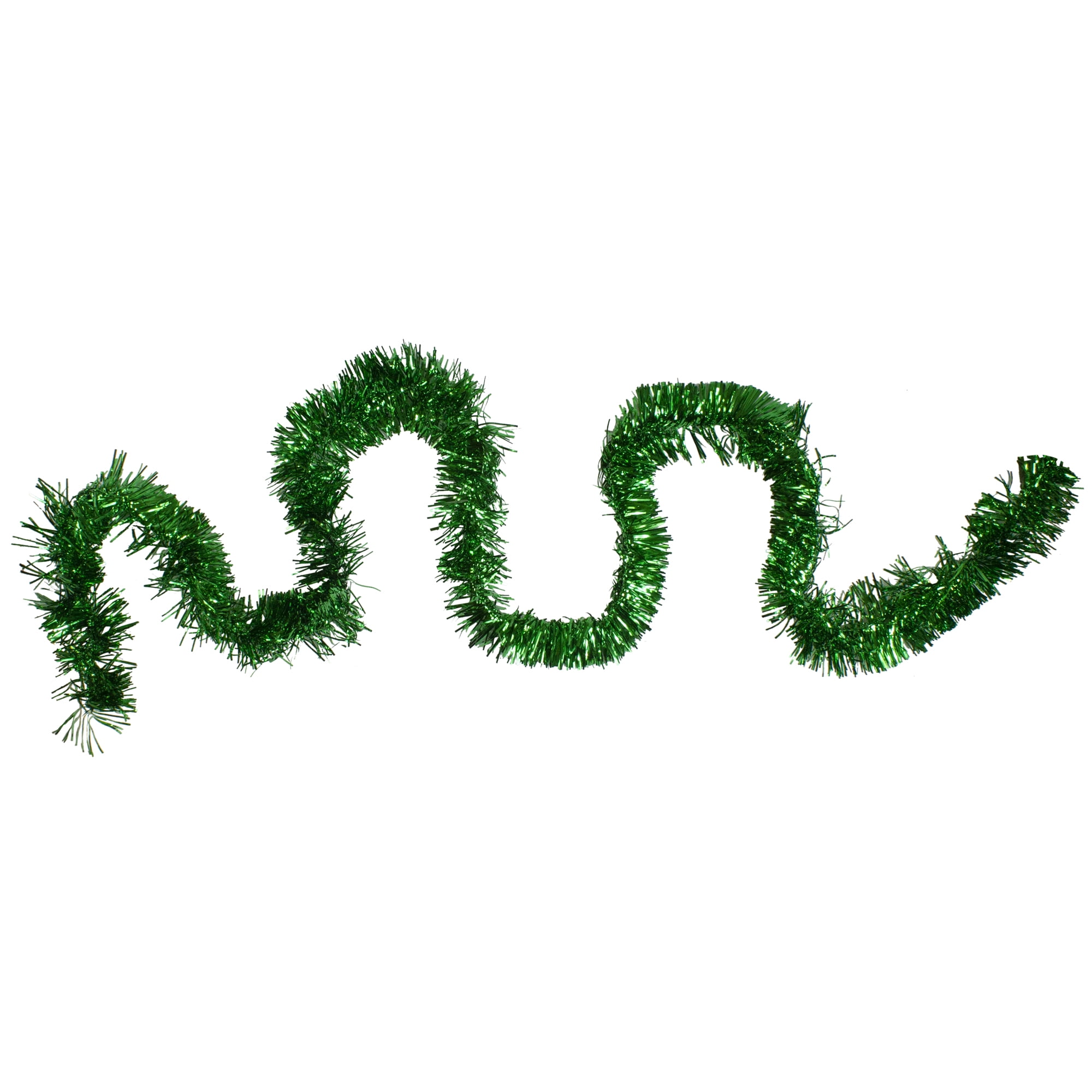 50' Festive Xmas Green Christmas Tinsel Garland Unlit 8 Ply