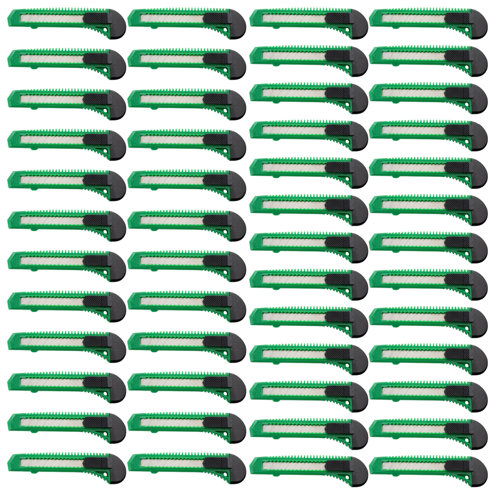 50 Fifty Bulk Green Utility Knives Box Cutters Snap Off Blades