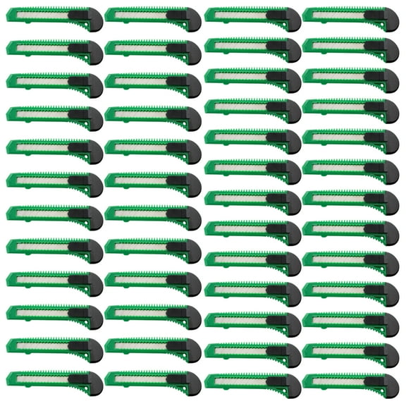 50 Fifty Bulk Green Utility Knives Box Cutters Snap Off Blades