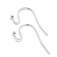 thumbnail image 1 of 50 Fishhook Earwire Earring Findings Plated Brass Base Metal With Open Fancy Ball Loop Fish Hooks (Silver Plated), 1 of 1