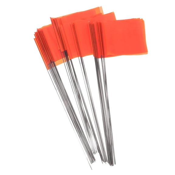 50 Flags Orange Marking Flags Multipurpose Marker Flags PVC Material for Yard Garden Construction