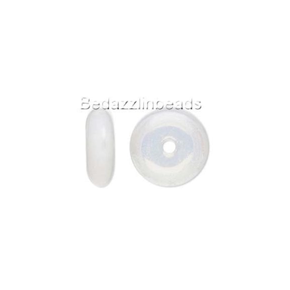 50 Flat 6mm Round Czech Glass Rondelle 2.5mm Thick Spacer Disc Beads for Jewelry (White Opal)