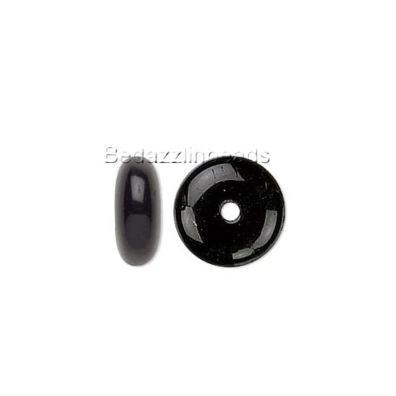 50 Flat 8mm Round Czech Glass Rondelle 3.5mm Thick Spacer Disc Beads for Jewelry (Opaque Jet Black)