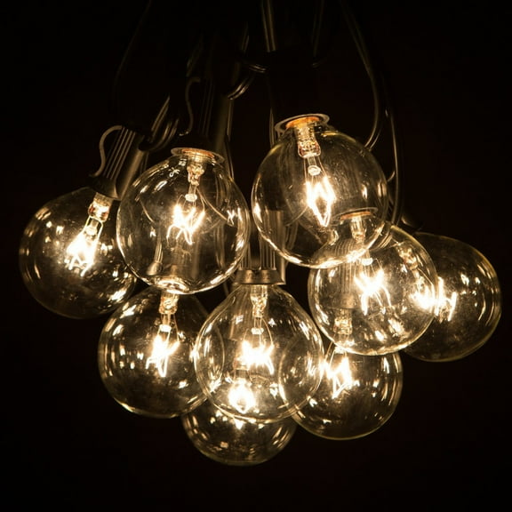 G50 Clear String Lights with Black Wire
