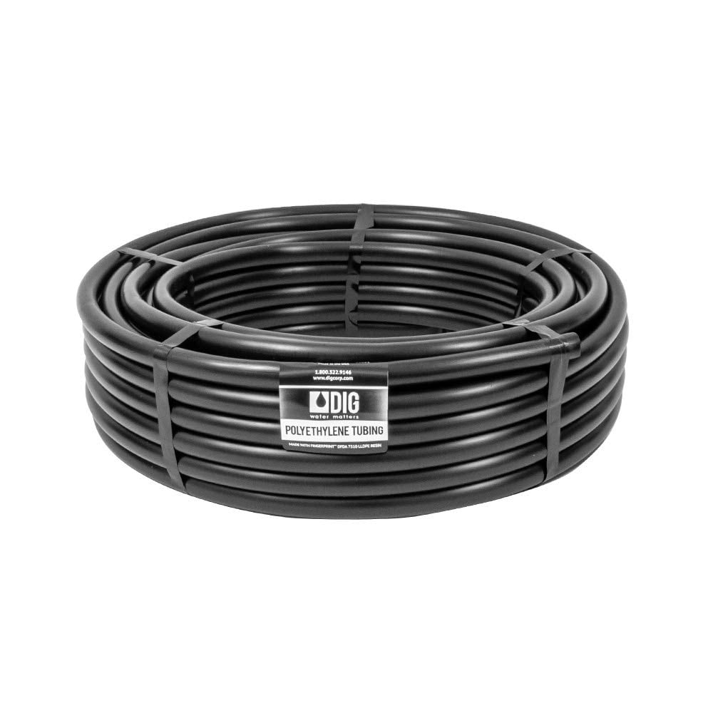 50'-Foot Gardener's Poly Tubing (1/2"-inch) .600 ID x .700 OD - Irrigation, Hydroponics, Growing - Water Distribution Tube