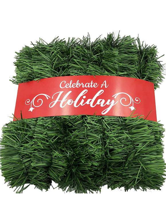 50 Foot Garland for Christmas Decorations - Non-Lit Soft Green Holiday Decor for Outdoor or Indoor Use - Home Garden Artificial Greenery, or Wedding Party Decorations