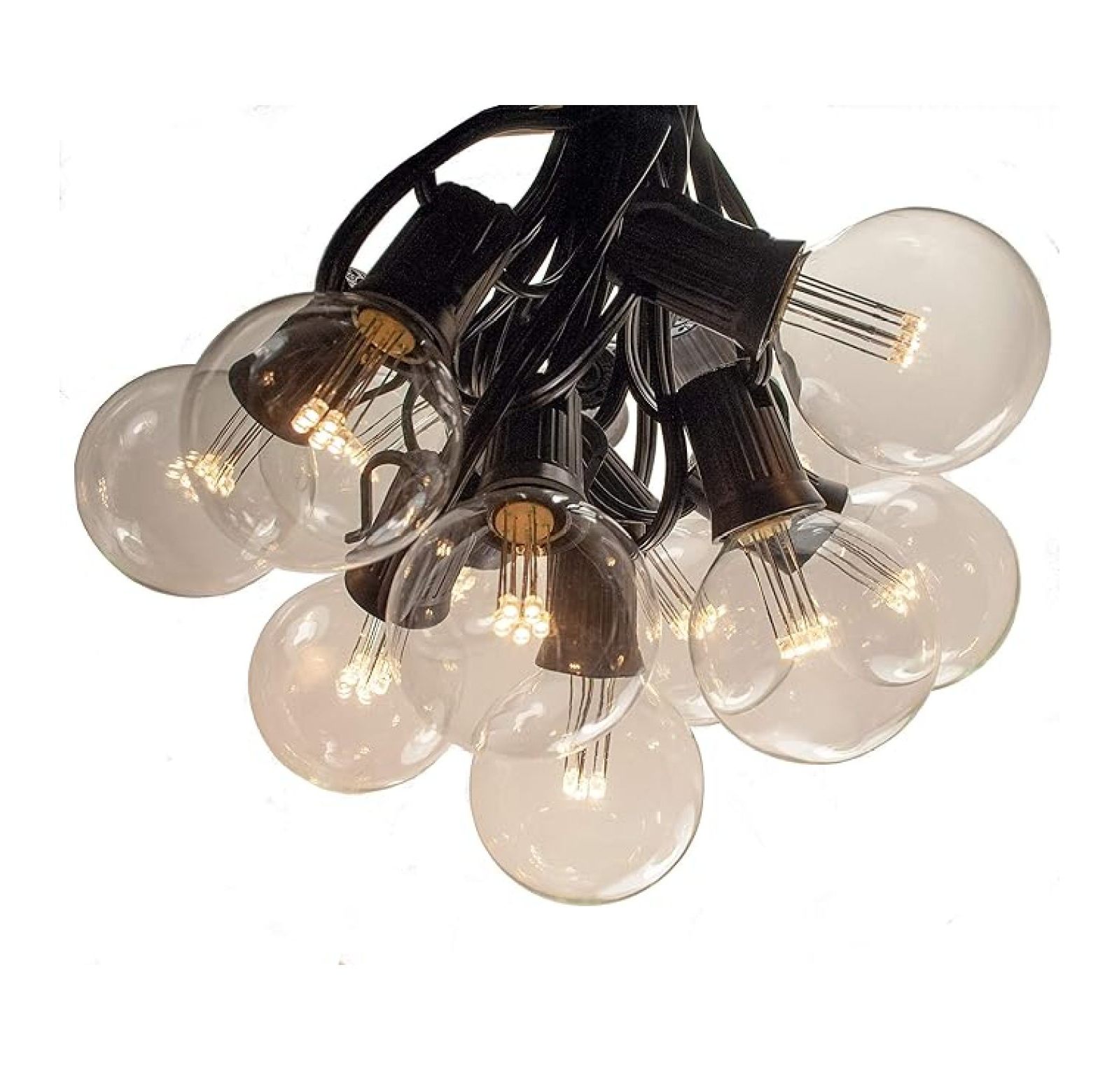 50 Foot LED G50 Globe String Lights (Black Wire) with LED 2 Inch 0.6 ...