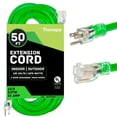 thumbnail image 1 of 50 Foot Outdoor Extension Cord - 12/3 Heavy Duty Neon Green Extension Cable with 3 Prong Grounded Plug for Safety - Great for Garden and Major Appliances, 1 of 5