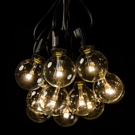 G40 LED Warm White String Lights with Black Wire