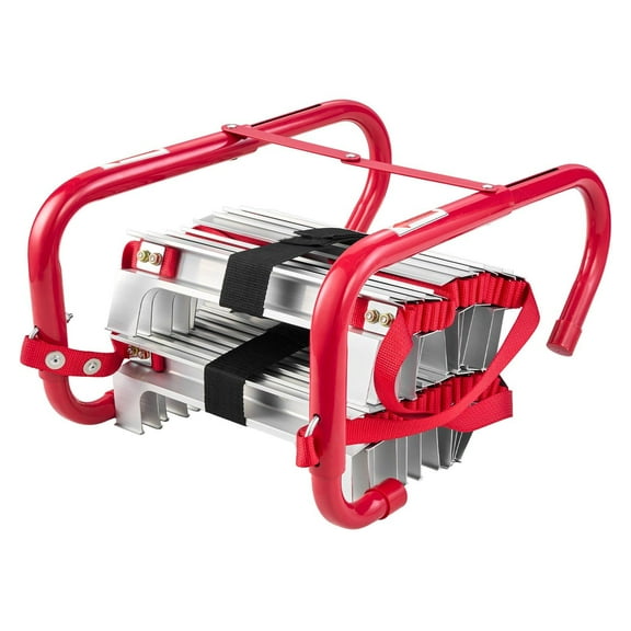 50 Foot Retractable Emergency Fire Escape Ladder 5 to 6 Stories High Lightweight Aluminum Alloy with Durable Polyester Straps Non Slip Wide Rungs 1000 lbs Max Load
