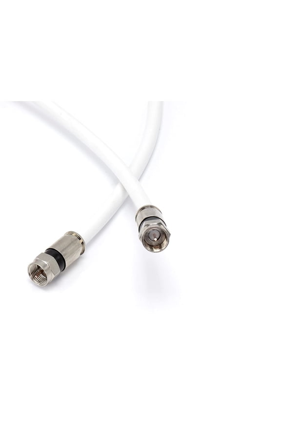 50 Foot White - Solid Copper Coax Cable - RG6 Coaxial Cable with Connectors, F81 / RF, Digital Coax for Audio/Video, Cable TV, Antenna, Internet, & Satellite, 50 Feet (15 Meter)