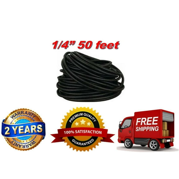 50 Ft 1/4" Split Wire Loom Conduit Polyethylene Tubing Black Sleeve Tube