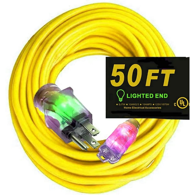 50 Ft 10 3 Power Extension Cord Powerful Heavy Duty 15 Amps, 125 Volts