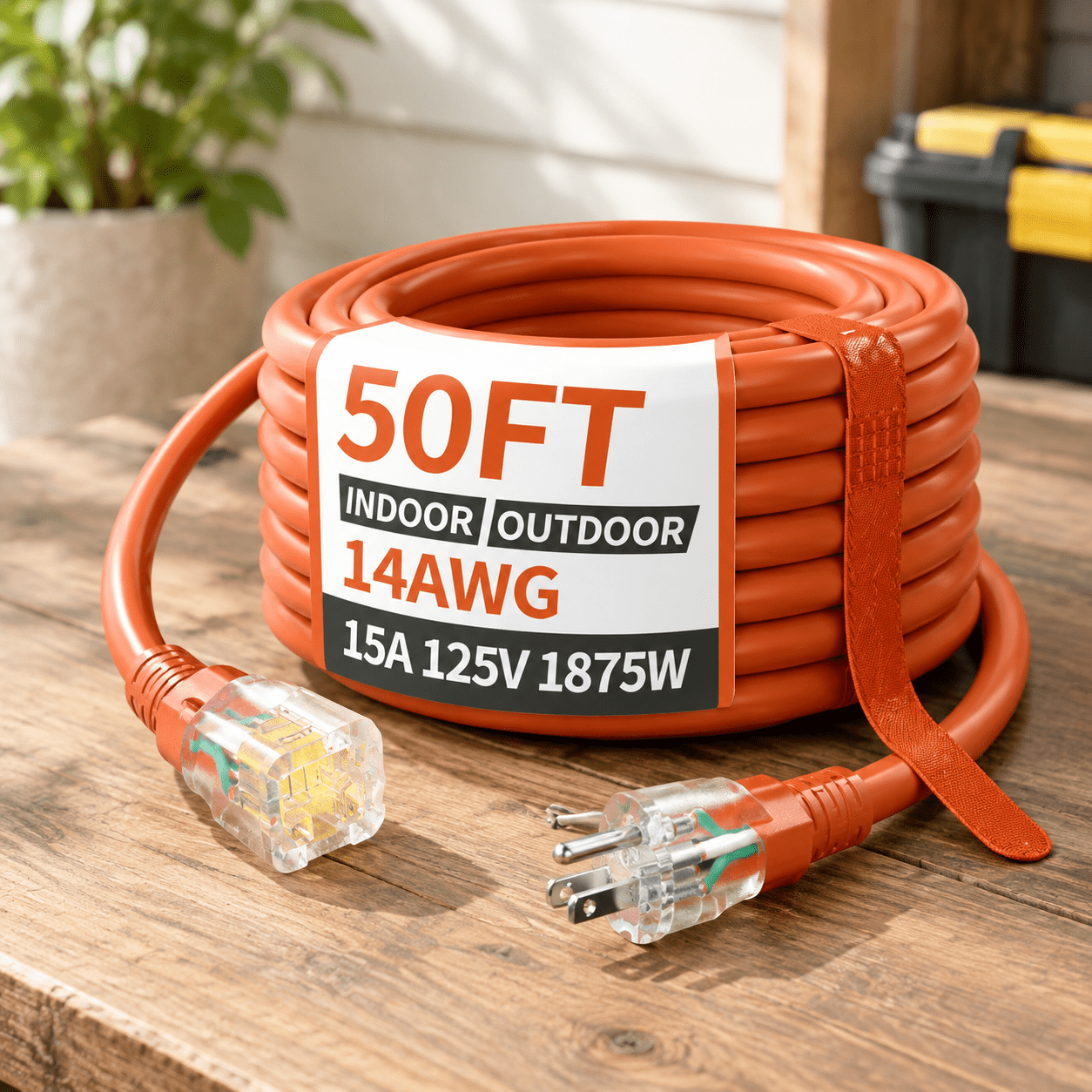 Slippers Heavy 50 Ft 14 Gauge Extension Cord Heavy Duty Orange - Walmart.com