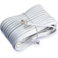 thumbnail image 1 of 50 Ft 4C Telephone Extension Cord Cable Line Wire, for any Phone, Modem, Fax Machine, Answering Machine, Caller ID, White, 1 of 2