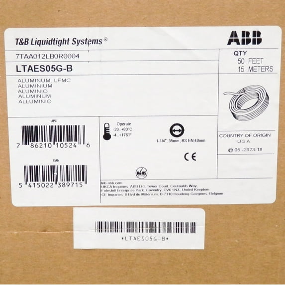 50 Ft. ABB T&B Luquidtight Systems LTAES05G-B 1-1/4" Liquid Tight Flexible Metallic Conduit